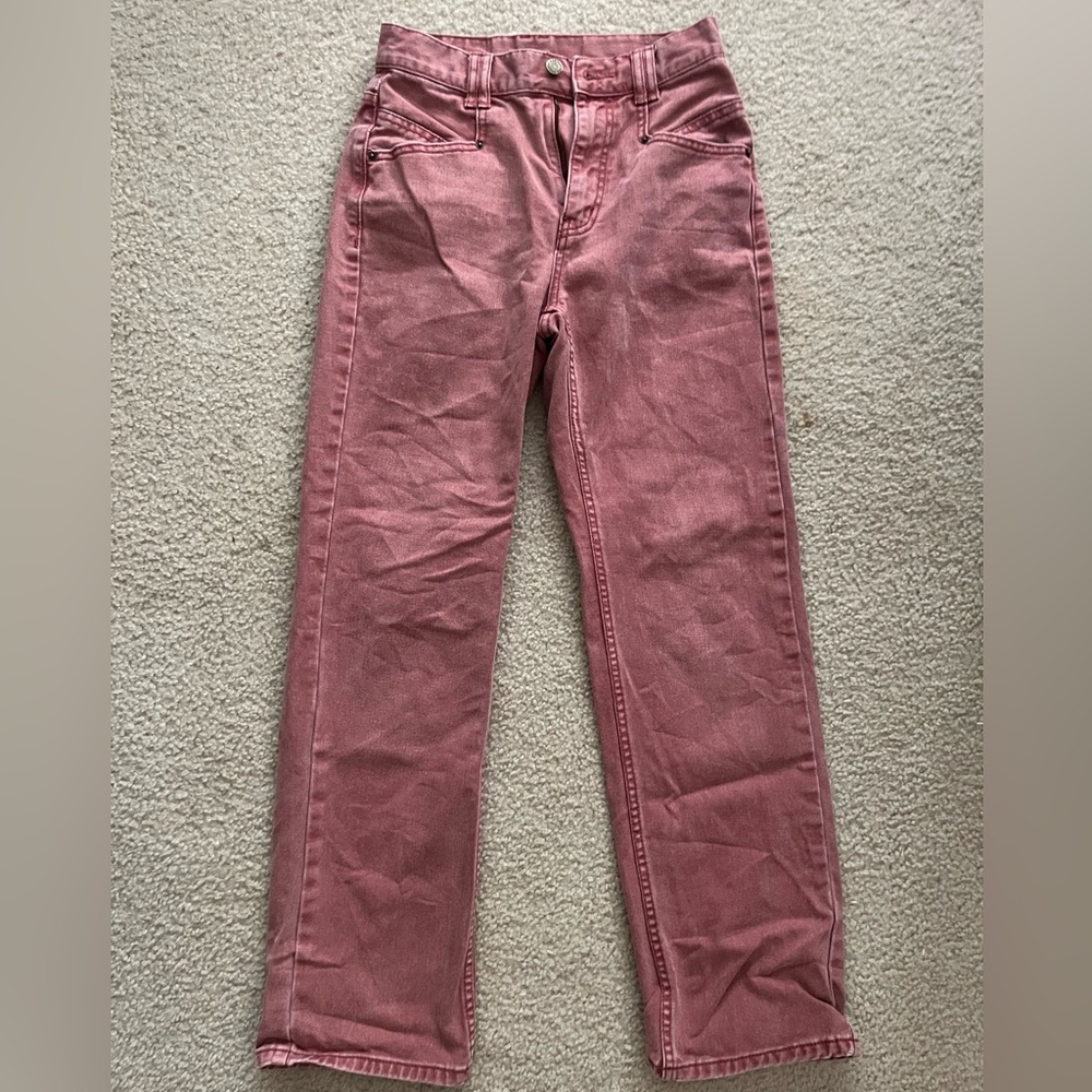 Urban washed red high rise jeans